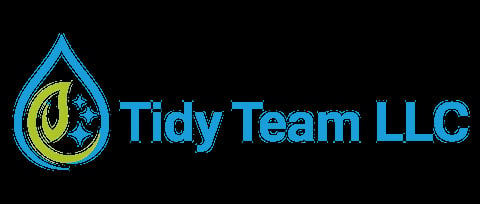 Tidy Team LLC logo featuring a blue water droplet with a yellow leaf design